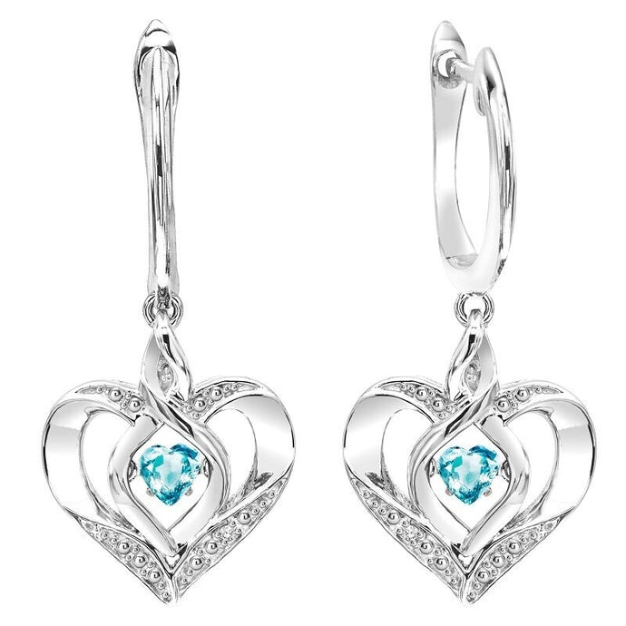 Silver Diamond & Created Blue Topez Earring