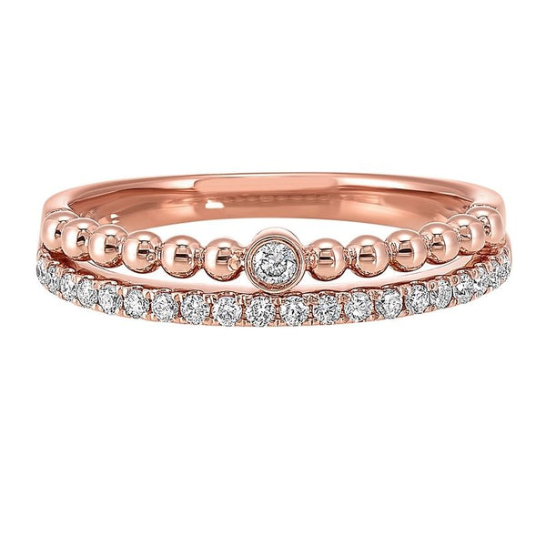 Eternity Ball-Bead Stackable Split Band In 14k Rose Gold (1/5 Ctw)