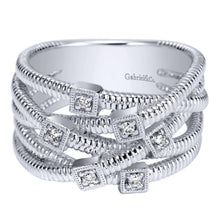Load image into Gallery viewer, Gabriel &amp; Co. Scalloped Sterling Silver Jewelry Ring (0.07 CTW)