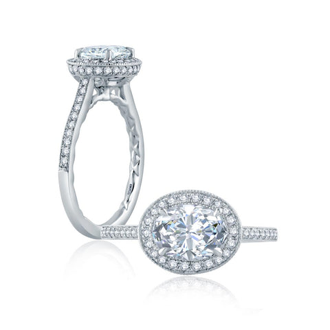 A.JAFFE Art Deco Oval Diamond Diamond Engagement Ring (0.36 ctw)