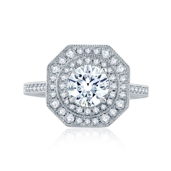 A.JAFFE Art Deco Round Diamond Engagement Ring Setting (0.44 ctw)