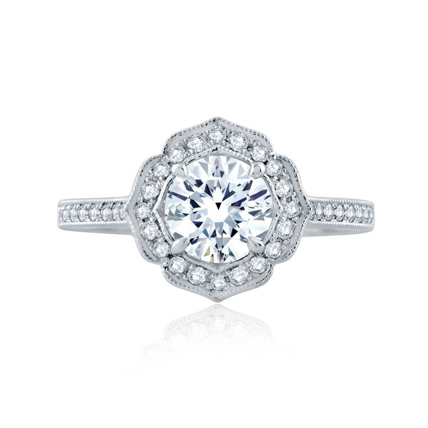 A.JAFFE Seasons of Love Round Diamond Engagement Ring Setting (0.22 ctw)