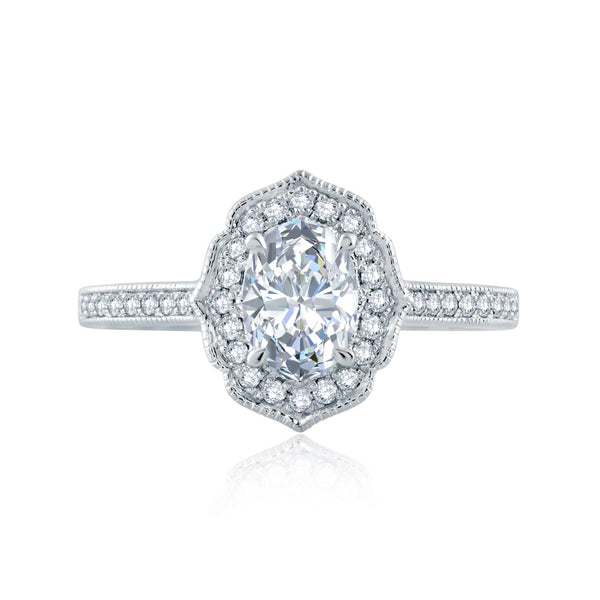 A.JAFFE Seasons of Love Oval Diamond Engagement Ring Setting (0.20 ctw)