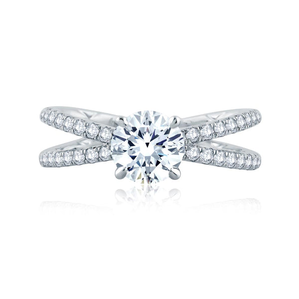 A.JAFFE Classics Round Diamond Engagement Ring Setting (0.46 ctw)