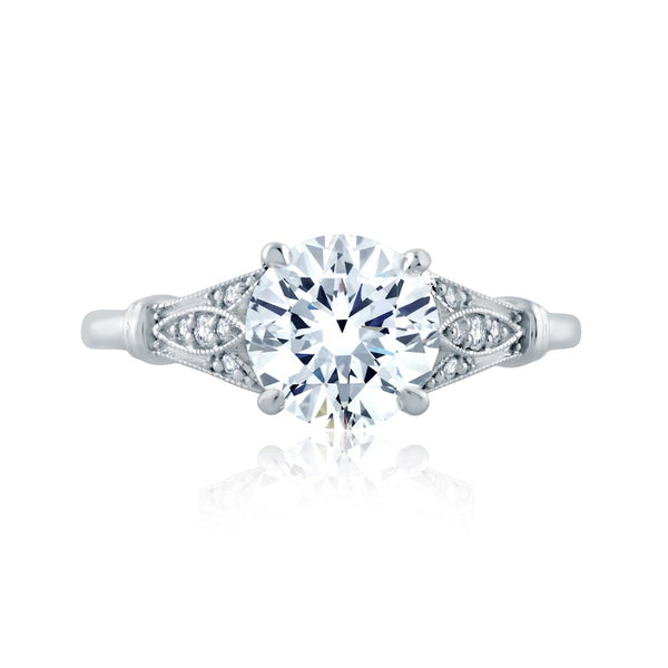 A.JAFFE Art Deco Round Diamond Diamond Engagement Ring (0.11 ctw)