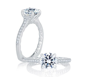 A.JAFFE Art Deco Round Diamond Diamond Engagement Ring (0.18 ctw)