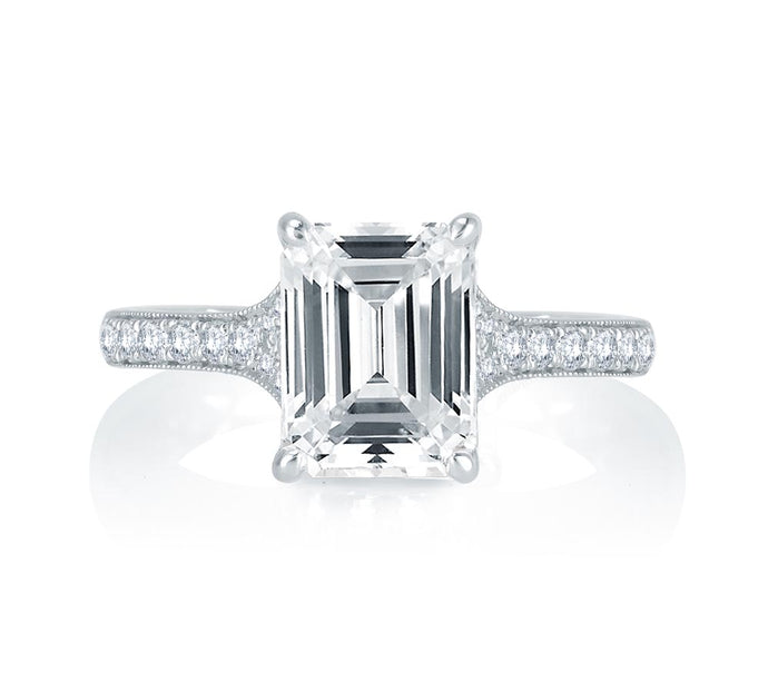 A.JAFFE Art Deco Emerald Engagement Ring (0.26 ctw)