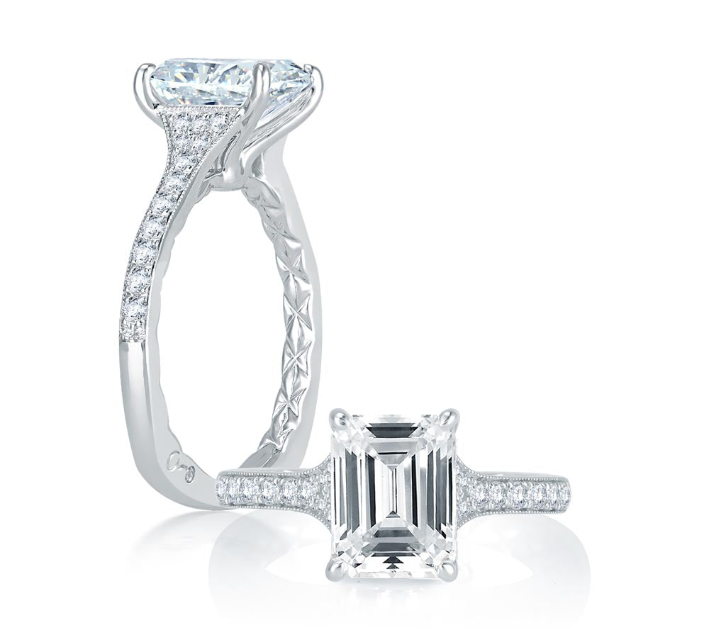 A.JAFFE Art Deco Emerald Engagement Ring (0.26 ctw)