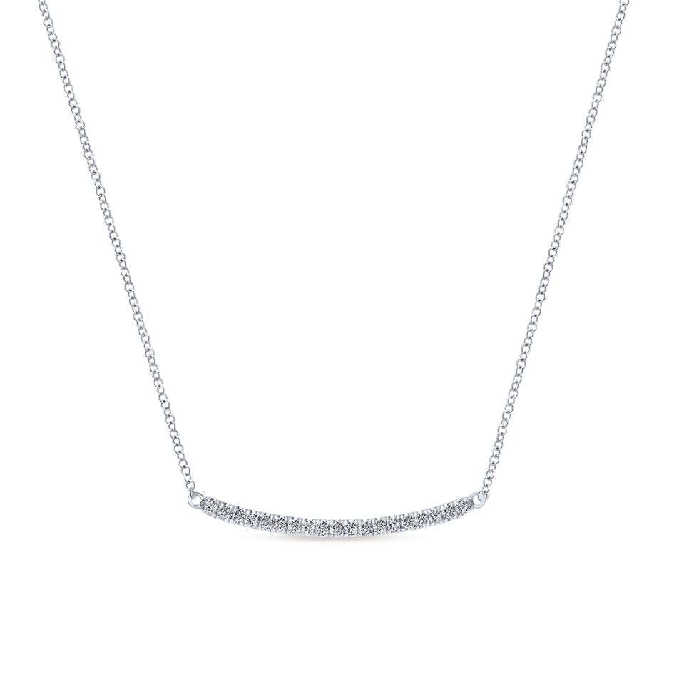 Gabriel Indulgence Collection White Gold Diamond Bar Necklace (0.19 CTW)