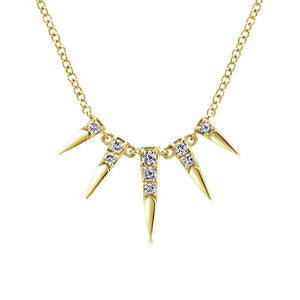Gabriel Trends Collection Yellow Gold and Diamond Studded Fashion Necklace (0.13 CTW)