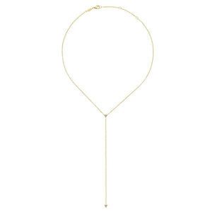 Gabriel Y Knots Collection Yellow Gold Diamond Studded Drop Necklace (0.11 CTW)