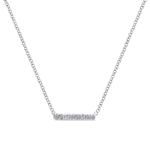 Gabriel Indulgence Collection White Gold Diamond Bar Necklace (0.06 CTW)