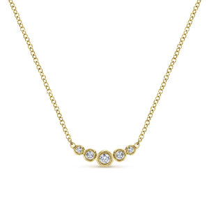 Gabriel Indulgence Collection Yellow Gold Necklace with Arc of Round Diamonds (0.1 CTW)