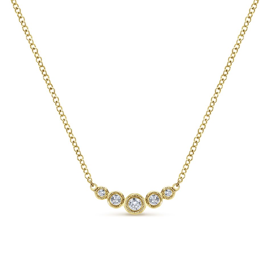 Gabriel Indulgence Collection Yellow Gold Necklace with Arc of Round Diamonds (0.1 CTW)