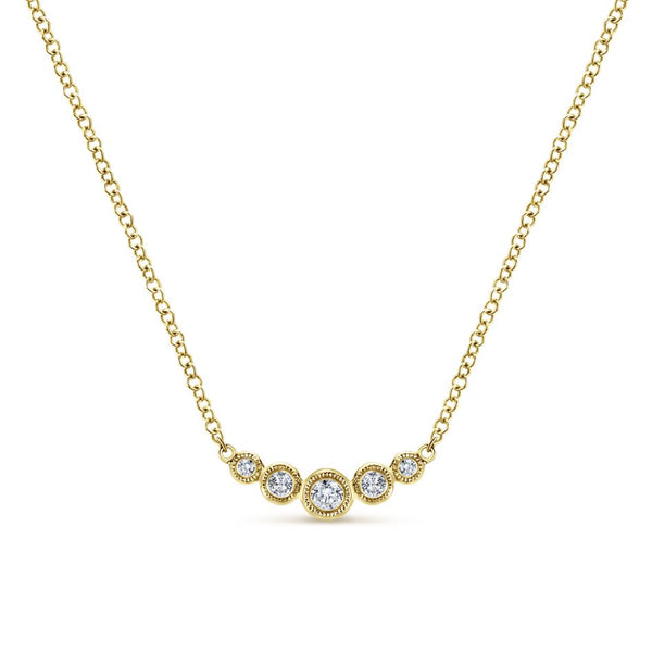 Gabriel Indulgence Collection Yellow Gold Necklace with Arc of Round Diamonds (0.1 CTW)