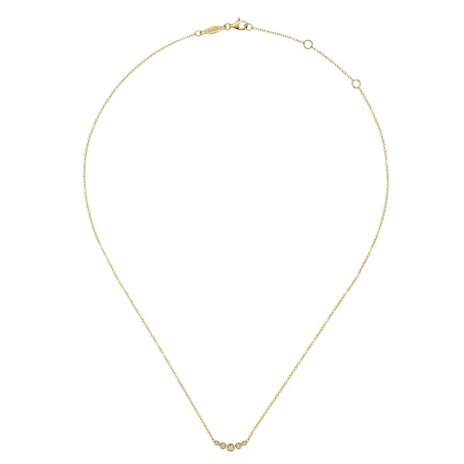 Gabriel Indulgence Collection Yellow Gold Necklace with Arc of Round D