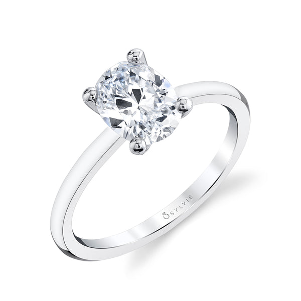 Sylvie Amelia Oval or Round Cut Solitaire Engagement Ring