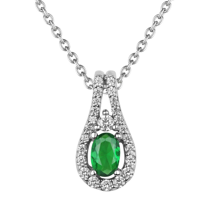 Fana White Diamond Emerald Necklace P1434E