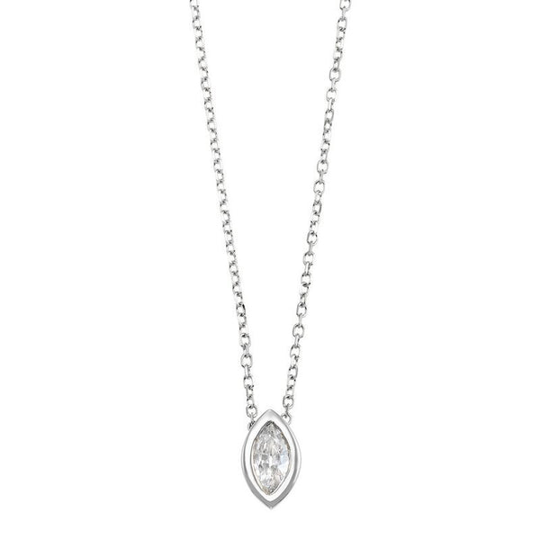 14K White Gold Marquise Shaped Diamond Pendant (0.10 CTW)