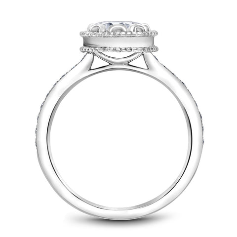 Noam Carver White Gold Milgrain Bezel Halo Engagement Ring Setting (0.20 CTW)
