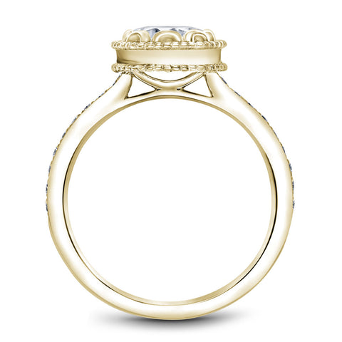 Noam Carver Yellow Gold Milgrain Bezel Halo Engagement Ring Setting (0.20 CTW)