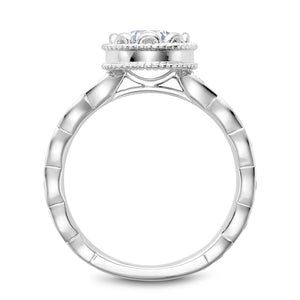 Noam Carver White Gold Milgrain Bezel Halo with Floral Shank Engagement Ring Setting (0.25 CTW)