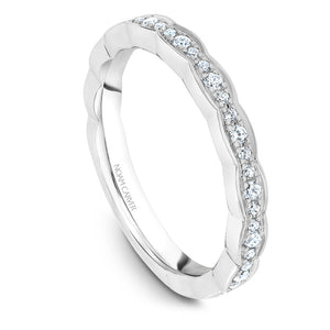 Noam Carver White Gold Milgrain Bezel Halo with Floral Shank Engagement Ring Setting (0.25 CTW)