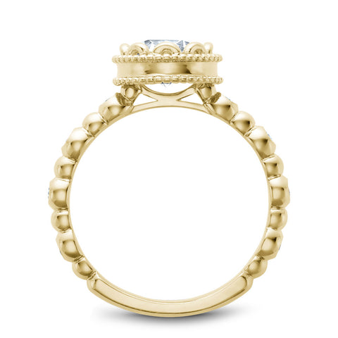 Noam Carver Yellow Gold Milgrain Bezel Halo with Bezel Prongs Engagement Ring Setting (0.35 CTW)