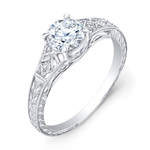 Jolie Designs Round Diamond Vintage Engagement Ring (0.02 CTW)
