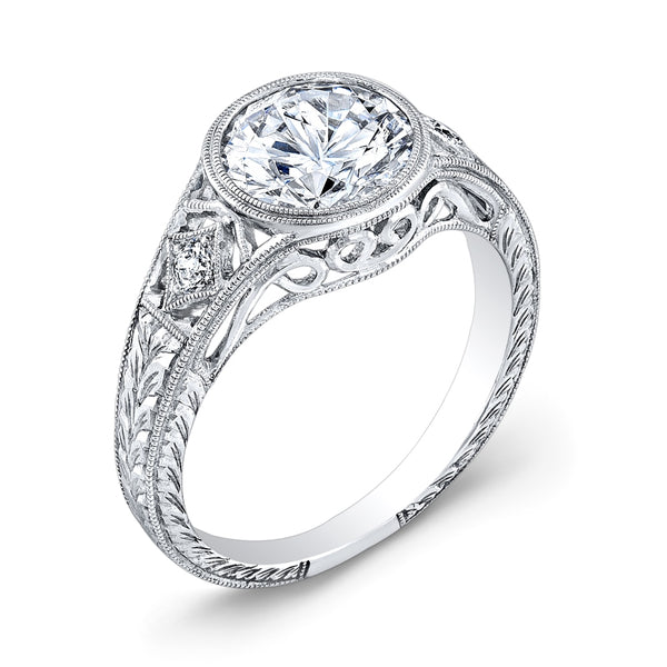 Jolie Designs Round Diamond Vintage Engagement Ring (0.03 CTW)