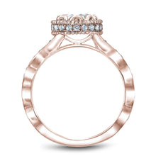 Load image into Gallery viewer, Noam Carver Rose Gold Milgrain Bezel Halo with Floral Shank (0.41 CTW)