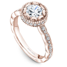 Load image into Gallery viewer, Noam Carver Rose Gold Milgrain Bezel Halo with Floral Shank (0.41 CTW)