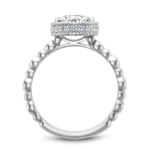 Noam Carver White Gold Milgrain Bezel Halo with Bezel Prongs Engagement Ring Setting (0.28 CTW)