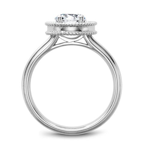 Noam Carver White Gold Engagement Ring Setting with Diamond Halo and Milgrain (0.11 CTW)