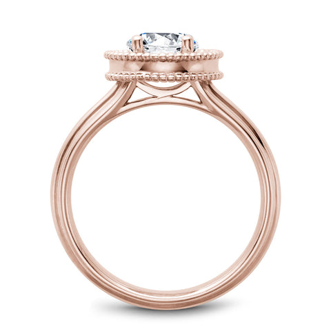 Noam Carver Rose Gold Engagement Ring Setting with Diamond Halo and Milgrain (0.11 CTW)