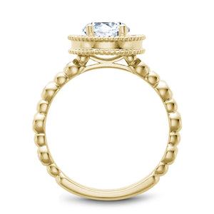Noam Carver Yellow Gold Bezel Set Diamond Shank Engagement Ring with Halo and Milgrain (0.27 CTW)
