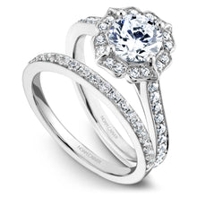 Load image into Gallery viewer, Noam Carver White Gold Diamond Engagement Ring with Floral Halo (0.36 CTW)