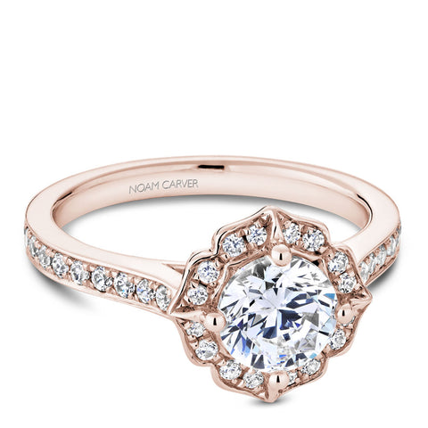 Noam Carver Rose Gold Diamond Engagement Ring Setting with Floral Halo (0.36 CTW)