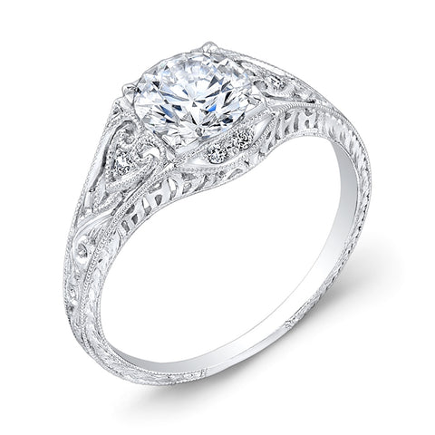 Jolie Designs Round Diamond Vintage Engagement Ring (0.07 CTW)