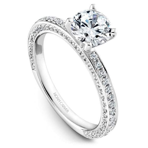 Noam Carver White Gold Vintage Diamond Engagement Ring Setting (0.64 CTW)