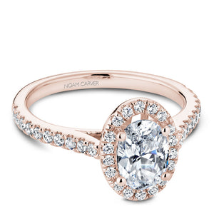 Noam Carver Rose Gold Oval Diamond Engagement Ring with Halo (0.39 CTW)