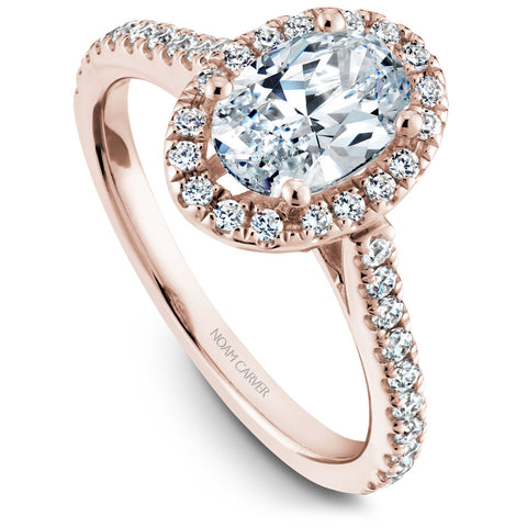 Noam Carver Rose Gold Oval Diamond Engagement Ring Setting with Halo (0.39 CTW)