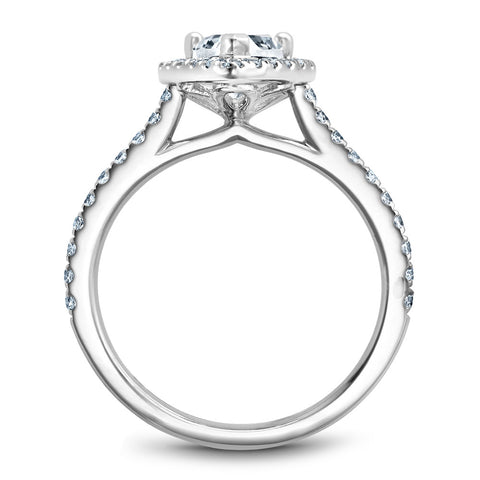 Noam Carver White Gold Pear Diamond Engagement Ring Setting with Halo (0.39 CTW)