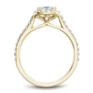 Noam Carver Yellow Gold Cushion Diamond Engagement Ring Setting with Halo (0.38 CTW)