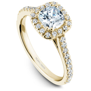 Noam Carver Yellow Gold Cushion Diamond Engagement Ring Setting with Halo (0.38 CTW)