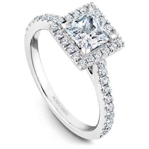 Noam Carver White Gold Princess Diamond Engagement Ring Setting with Square Halo (0.41 CTW)