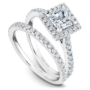 Noam Carver White Gold Princess Diamond Engagement Ring Setting with Square Halo (0.41 CTW)