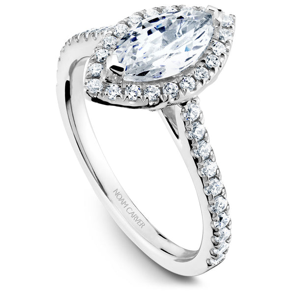 Noam Carver White Gold Marquise Diamond Engagement Ring Setting with Halo (0.41 CTW)