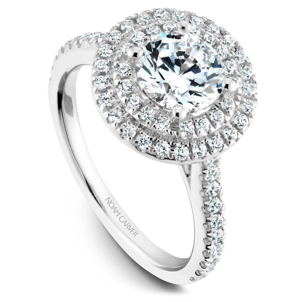 Noam Carver White Gold Diamond Engagement Ring Setting with Double Halo (0.51 CTW)