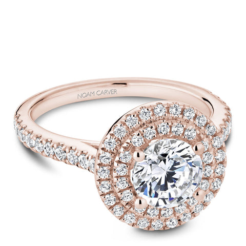 Noam Carver Rose Gold Diamond Engagement Ring Setting with Double Halo (0.51 CTW)